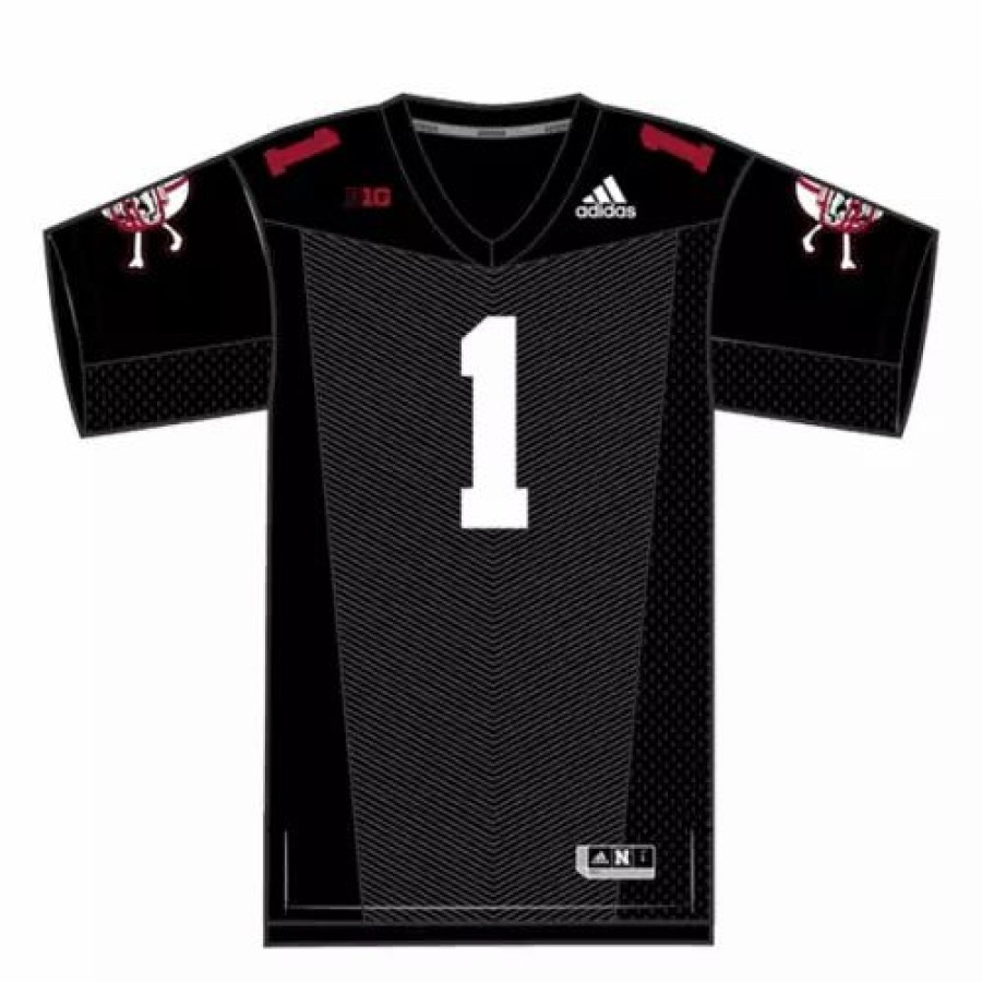 College Jerseys * | Adidas Nebraska Cornhuskers #1 Shirts Football Jersey Black