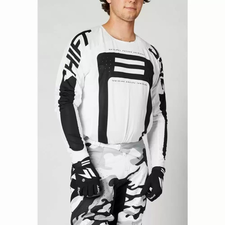 Men'S * | Shift Mx21 Black Label Gi Fro Mens Motocross Jersey White/Black