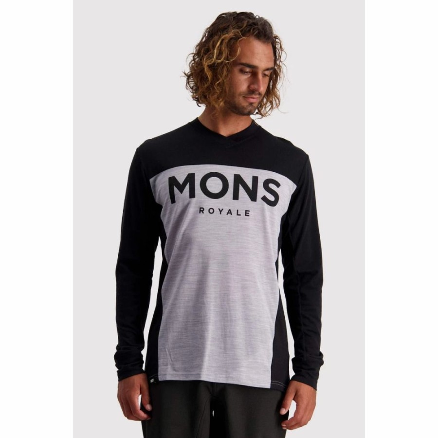 Bike * | Mons Royale Mens Redwood Enduro Vls Jersey Black/Grey Marl