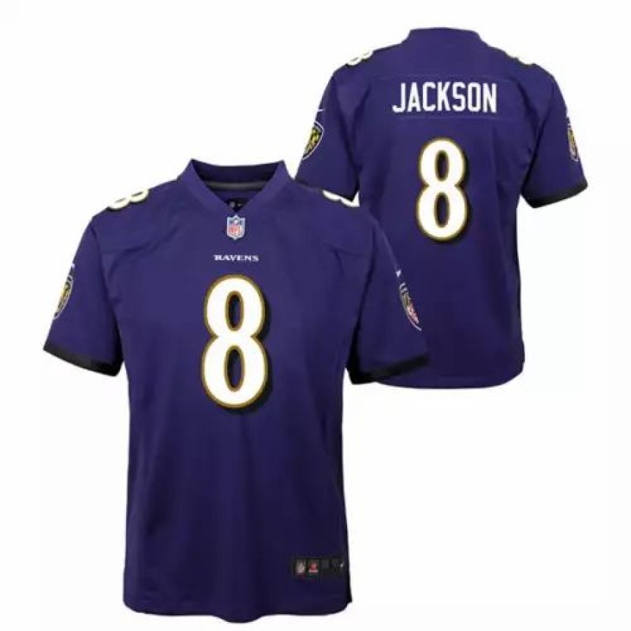 Nfl Jerseys * | Nike Kids' Baltimore Ravens Lamar Jackson #8 Game Jersey Purple