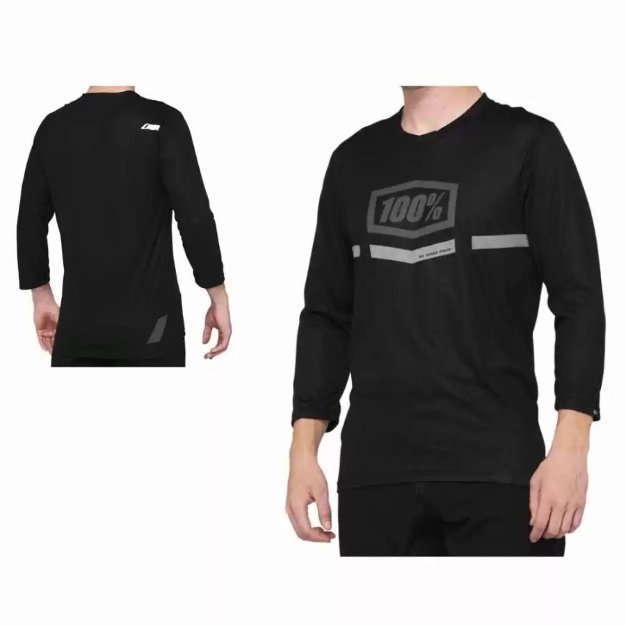 Men'S * | 100% Mens Airmatic 3/4 Sleeve Black Motocross Jersey