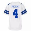 Nfl Jerseys * | Nike Kids' Dallas Cowboys Dak Prescott #4 Replica Game Jersey White