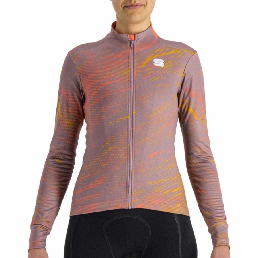 Bike * | Sportful Cliff Supergiara Women'S Thermal Jersey Mauve Pompelmo Golden Oak