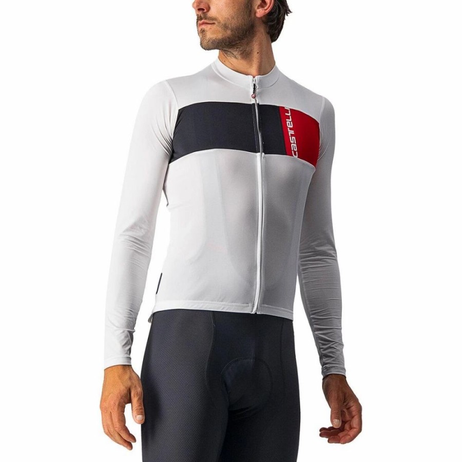 Bike * | Castelli Prologo 7 Long Sleeve Cycling Jersey Ivory/Light Black Red