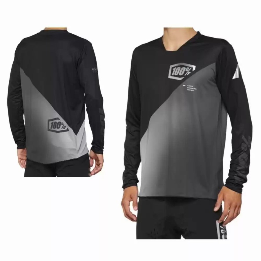 Men'S * | 100% Mens R-Core X Long Sleeve Black/Grey Motocross Jersey