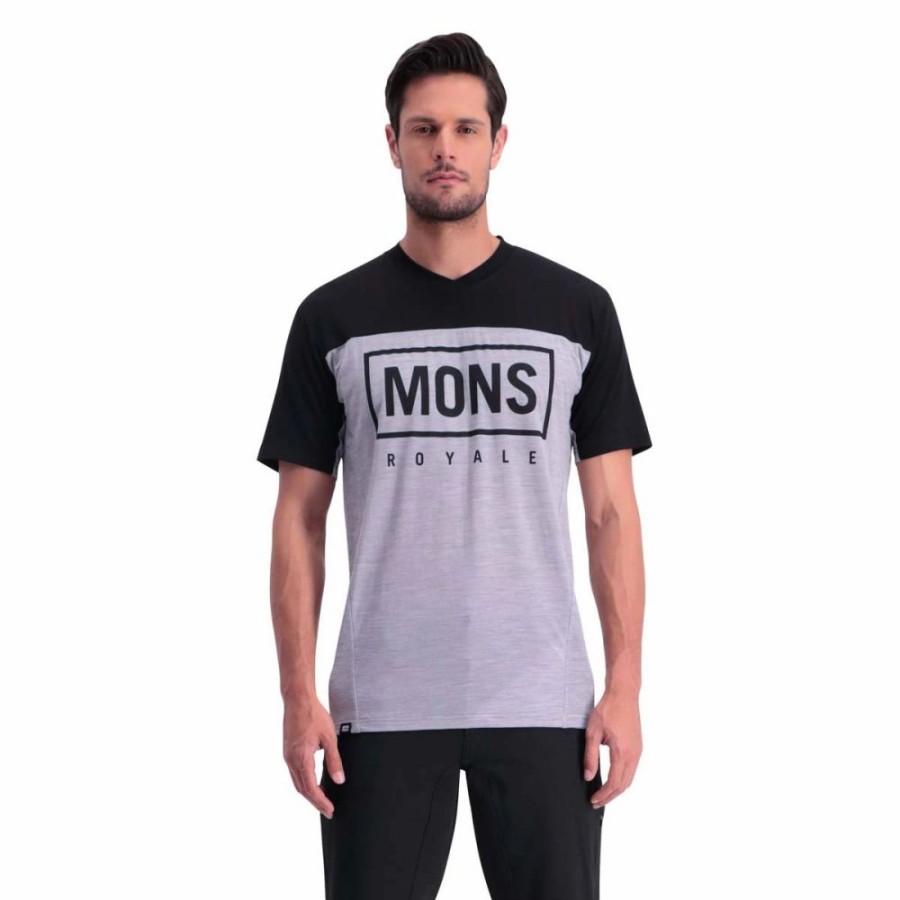 Bike * | Mons Royale Mens Redwood Enduro Vt Jersey Black/Grey Marl