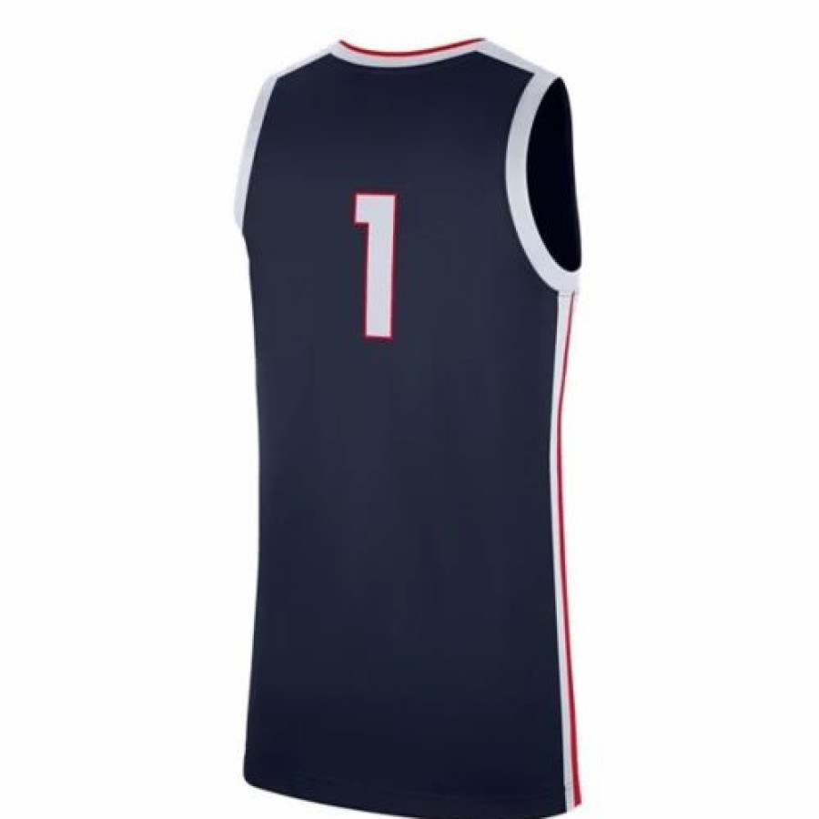 College Jerseys * | Nike Gonzaga Bulldogs #1 Replica Basketball Jersey Navy