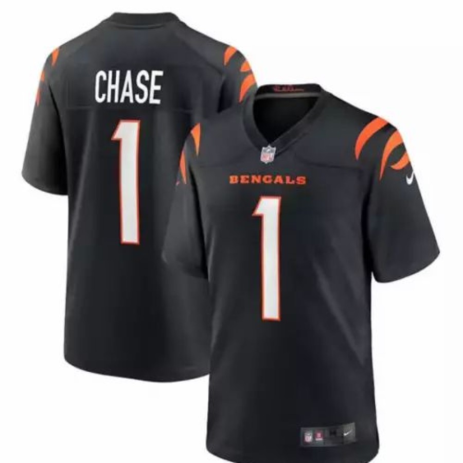 Nfl Jerseys * | Nike Cincinnati Bengals Ja'Marr Chase #1 Game Jersey Black