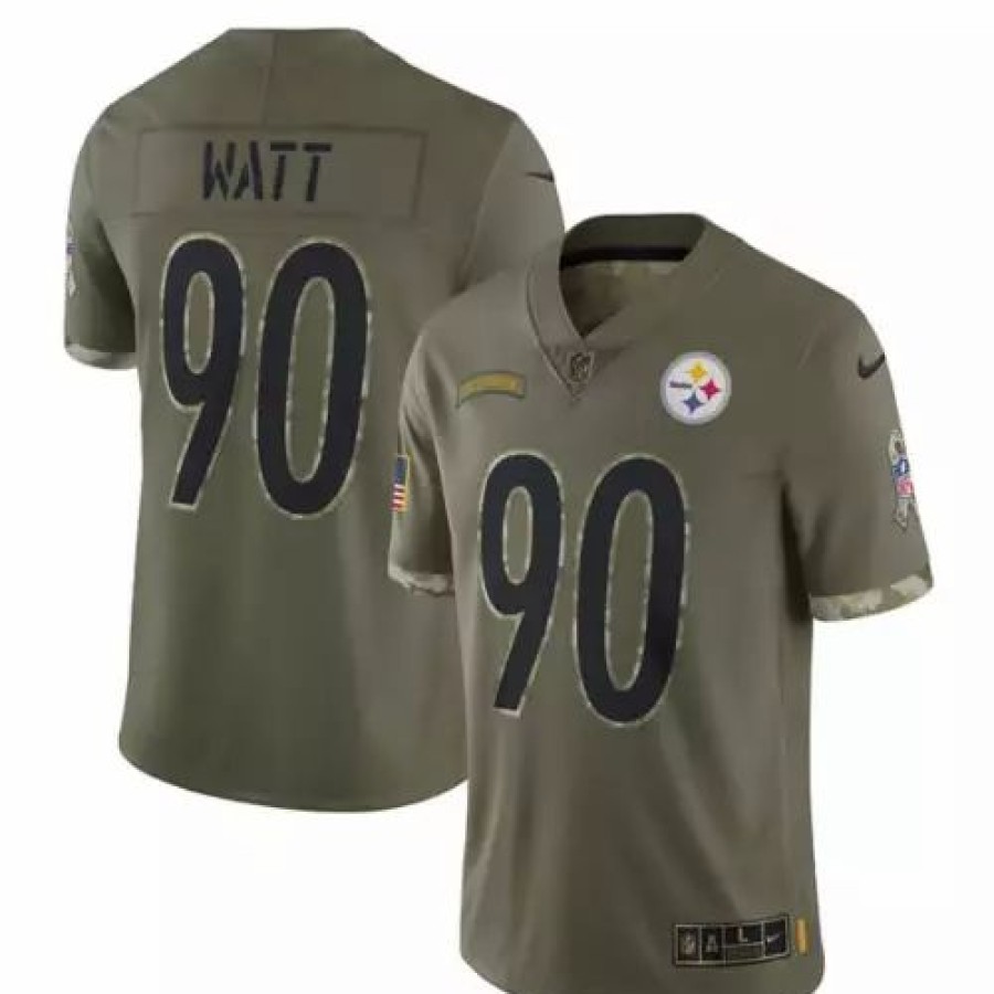 Nfl Jerseys * | Nike Pittsburgh Steelers T. J. Watt #90 2022 Salute To Service Jersey Olive