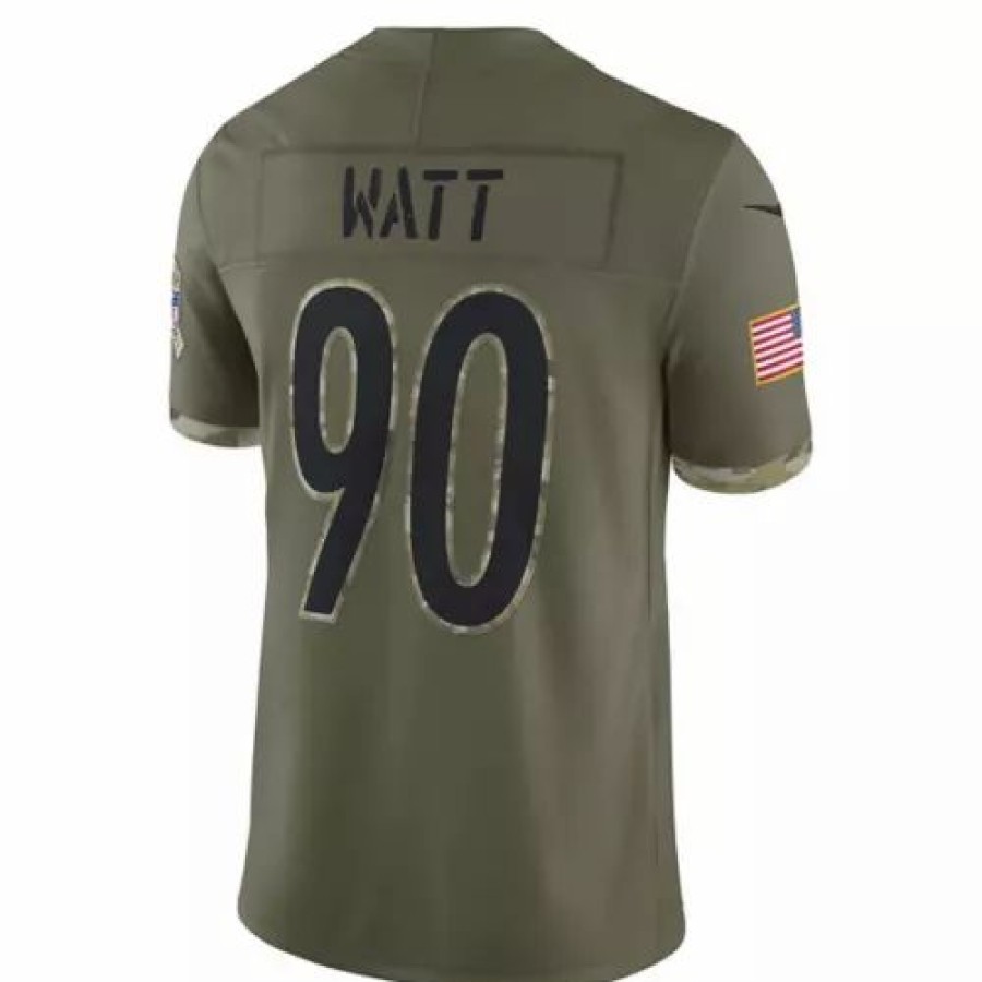 Nfl Jerseys * | Nike Pittsburgh Steelers T. J. Watt #90 2022 Salute To Service Jersey Olive