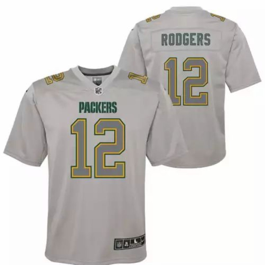 Nfl Jerseys * | Nike Kids' Green Bay Packers Aaron Rodgers #12 Atmosphere Jersey Grey Heather