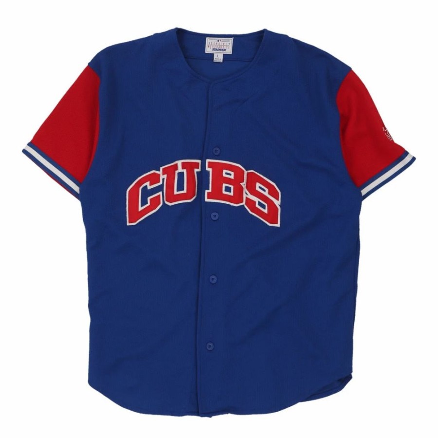 Men'S Vintage * | Vintage Chicago Cubs Starter Jersey Large Blue Polyester