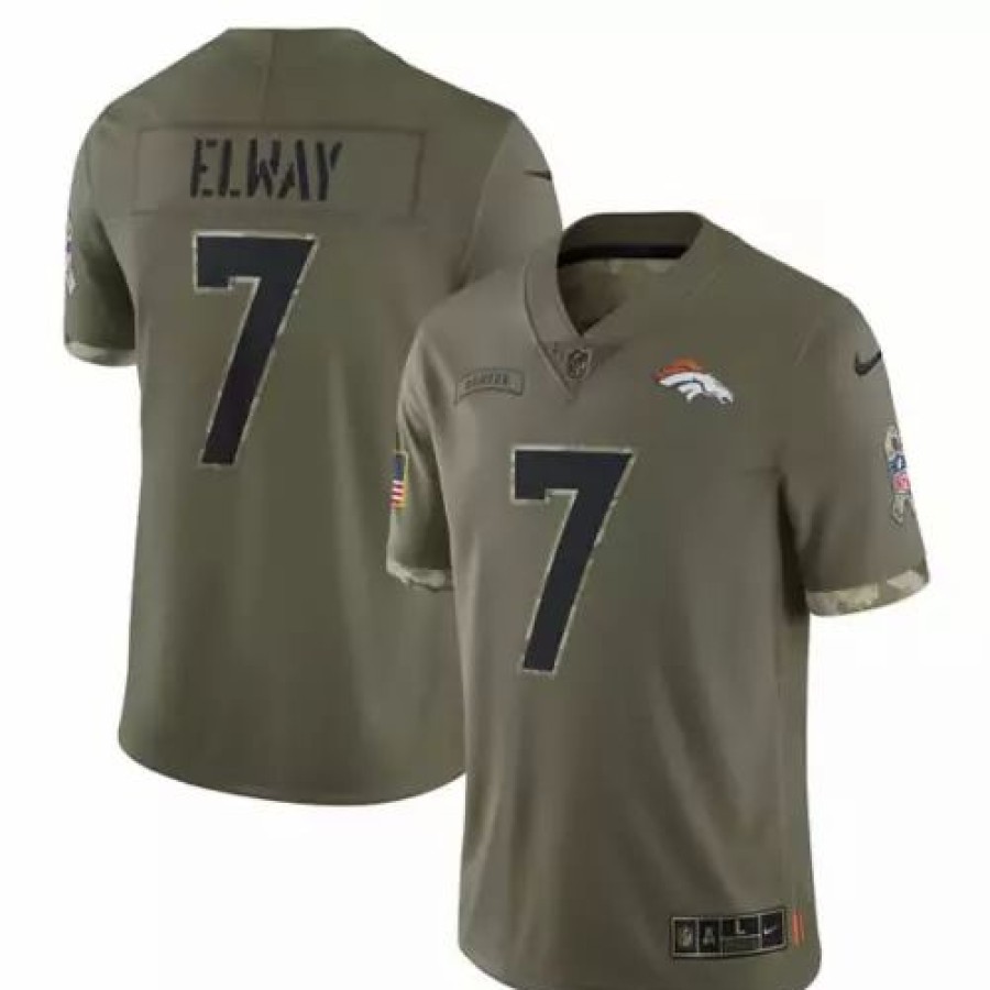 Nfl Jerseys * | Nike Denver Broncos John Elway #7 2022 Salute To Service Jersey Olive