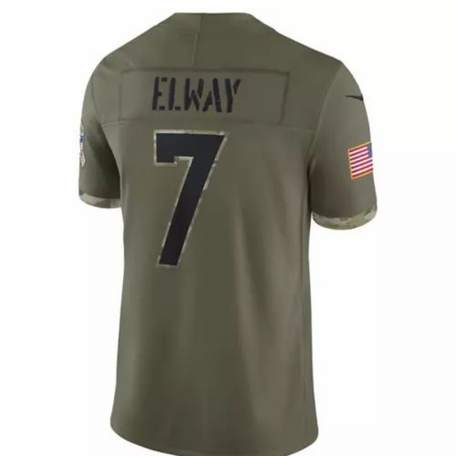 Nfl Jerseys * | Nike Denver Broncos John Elway #7 2022 Salute To Service Jersey Olive