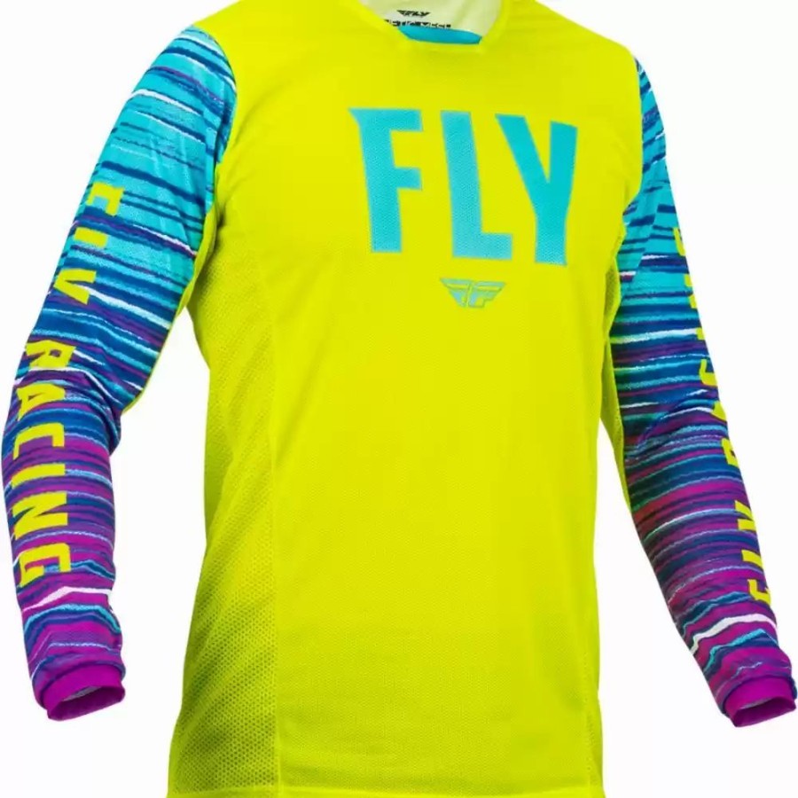 Men'S * | Fly Racing Kinetic Mens Mesh Le Hi-Vis/Blue/Magenta Motocross Jersey