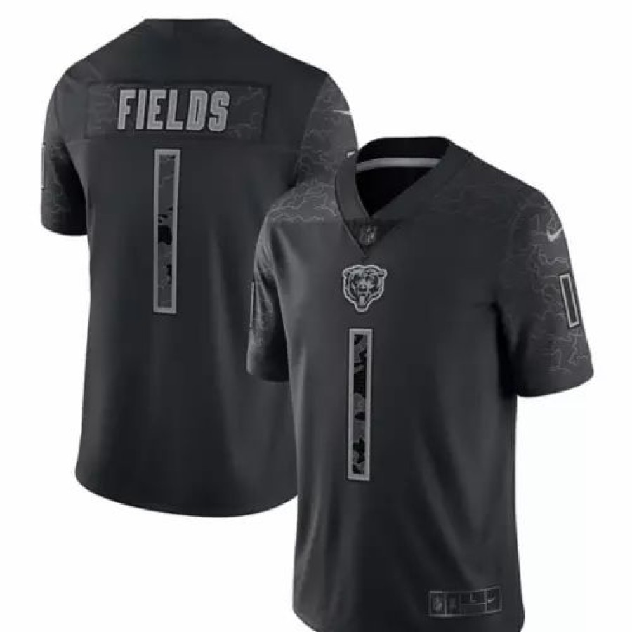 Nfl Jerseys * | Nike Chicago Bears Justin Fields #1 Reflect Jersey Black