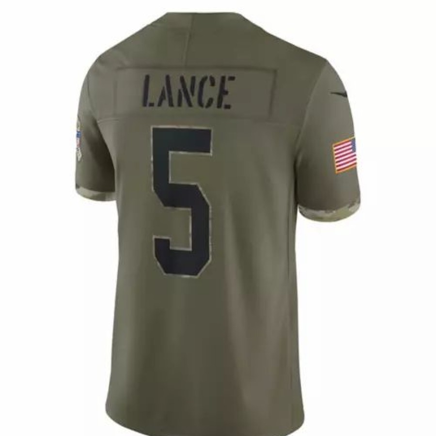 Nfl Jerseys * | Nike San Francisco 49Ers Trey Lance #5 2022 Salute To Service Jersey Olive