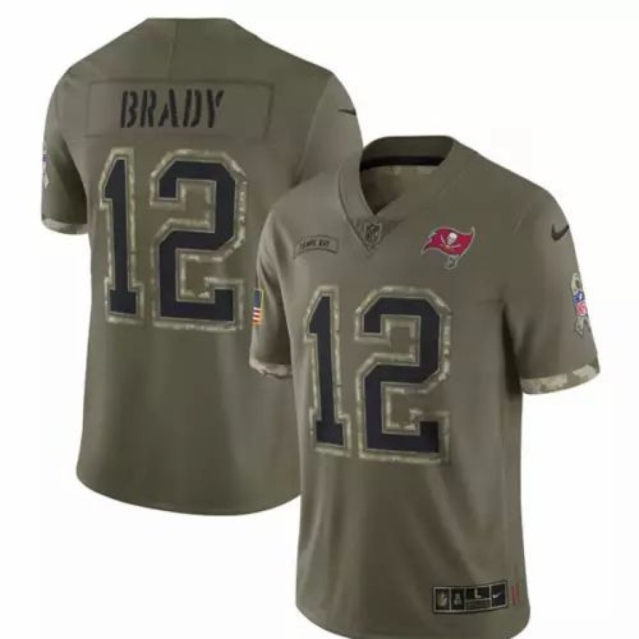 Nfl Jerseys * | Nike Tampa Bay Buccaneers Tom Brady #12 2022 Salute To Service Jersey Olive