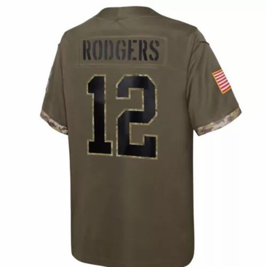 Nfl Jerseys * | Nike Kids' Green Bay Packers Aaron Rodgers #12 2022 Salute To Service Jersey Camo