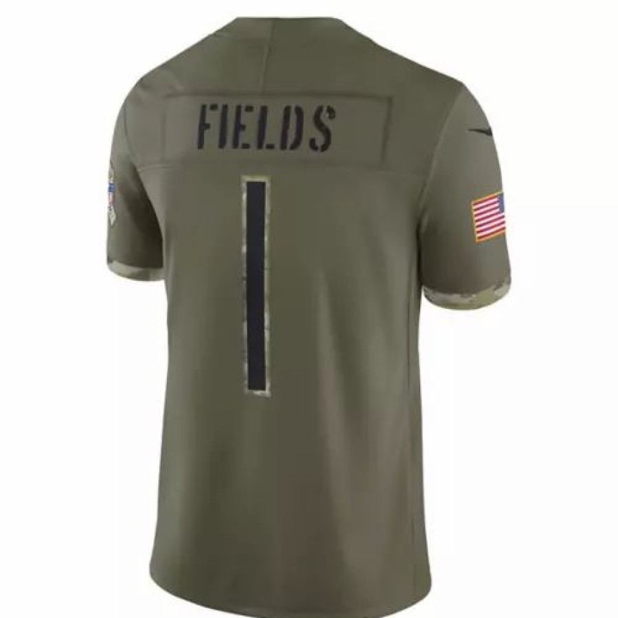 Nfl Jerseys * | Nike Chicago Bears Justin Fields #1 2022 Salute To Service Jersey Olive