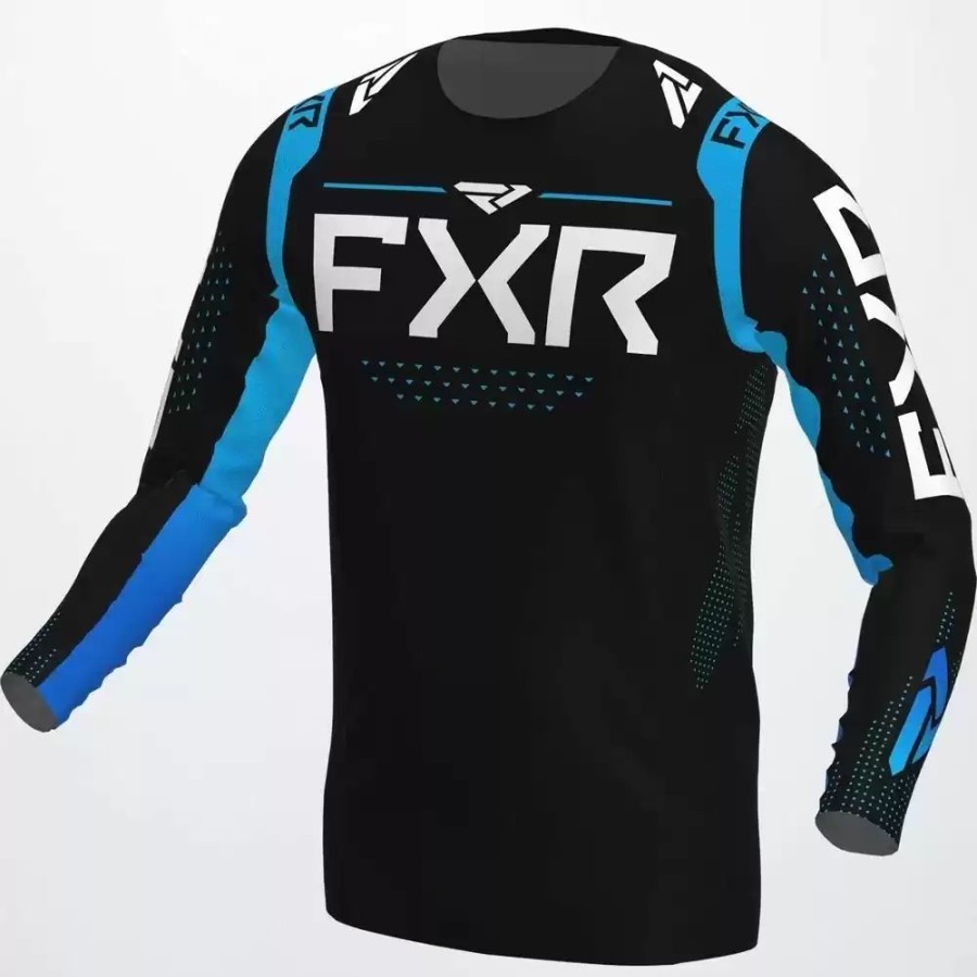 Men'S * | Fxr Helium Mens Mx Gear Jersey Black/Sky Blue