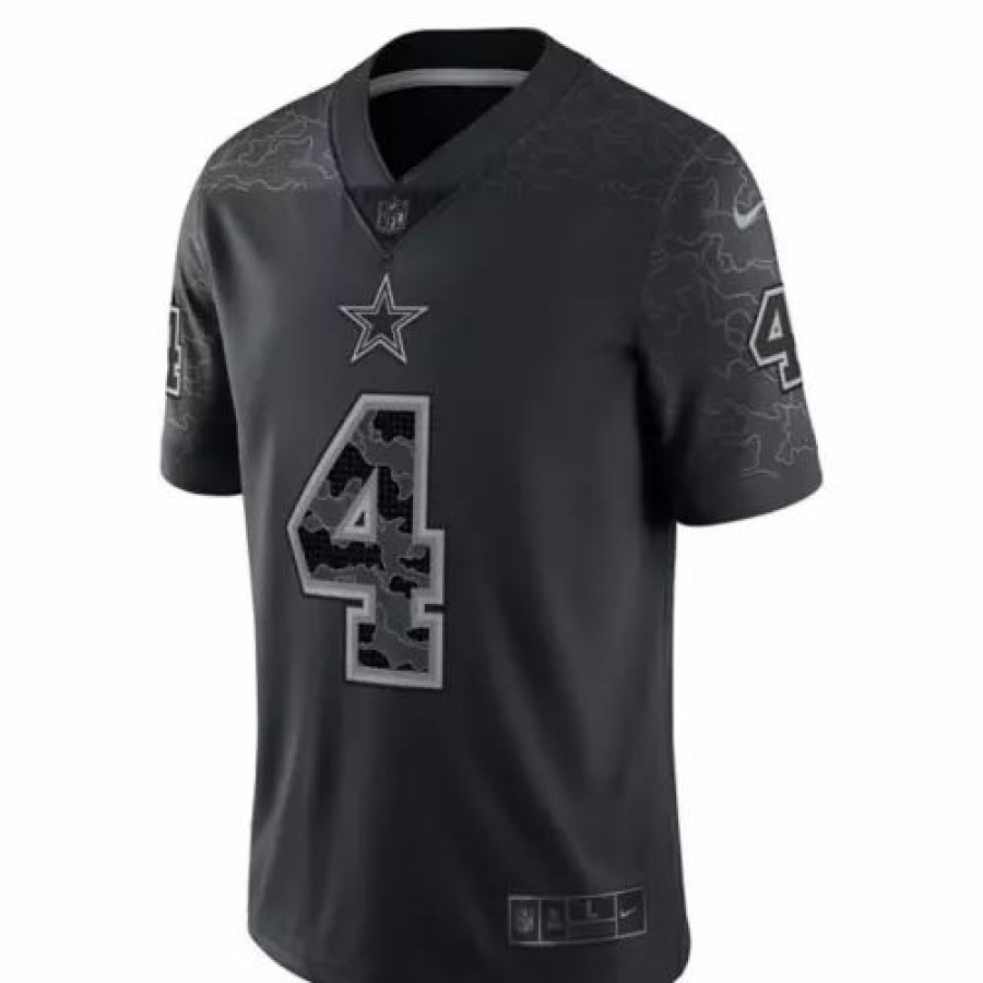 Nfl Jerseys * | Nike Dallas Cowboys Dak Prescott #4 Reflect Jersey Black