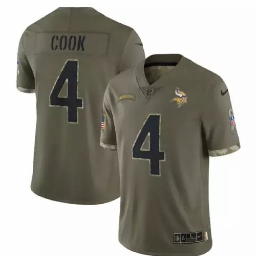 Nfl Jerseys * | Nike Minnesota Vikings Dalvin Cook #4 2022 Salute To Service Jersey Olive