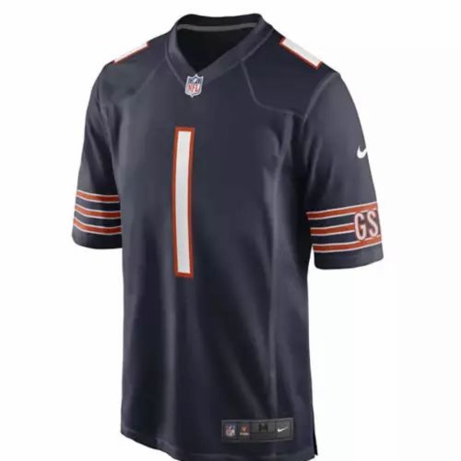 Nfl Jerseys * | Nike Chicago Bears Justin Fields #1 Game Jersey Navy